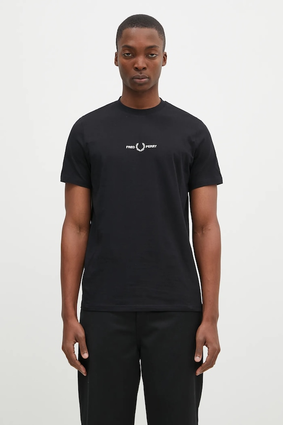 Fred Perry cotton t-shirt Embroidered T-Shirt regular black M4580.102