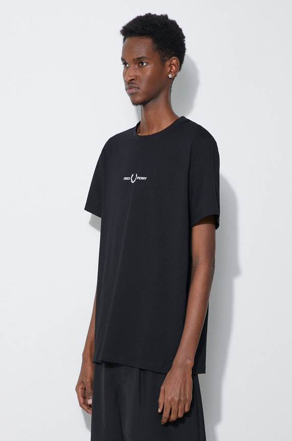 Fred Perry t-shirt bawełniany Embroidered T-Shirt czarny M4580.102
