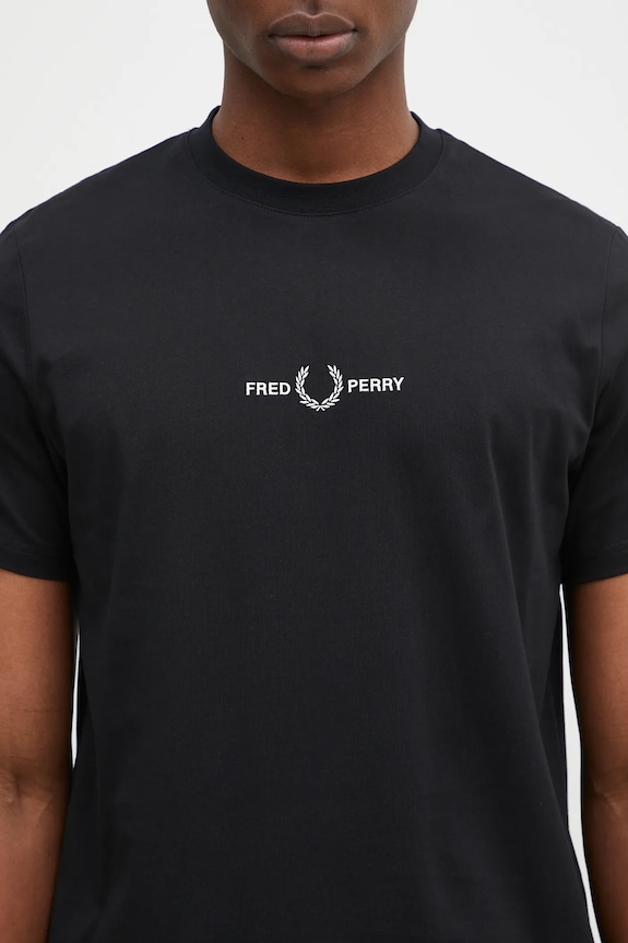 Fred Perry cotton t-shirt Embroidered T-Shirt black M4580.102