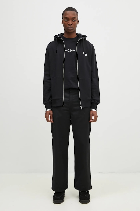 Fred Perry cotton t-shirt Embroidered T-Shirt M4580.102 black