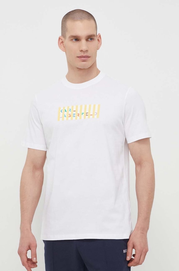 Karl Lagerfeld tricou din bumbac print alb 241M2205