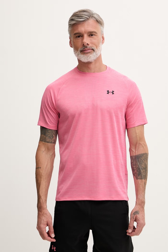 Under Armour t-shirt γυμναστικής ανδρικό Tech Textured ροζ 1382796