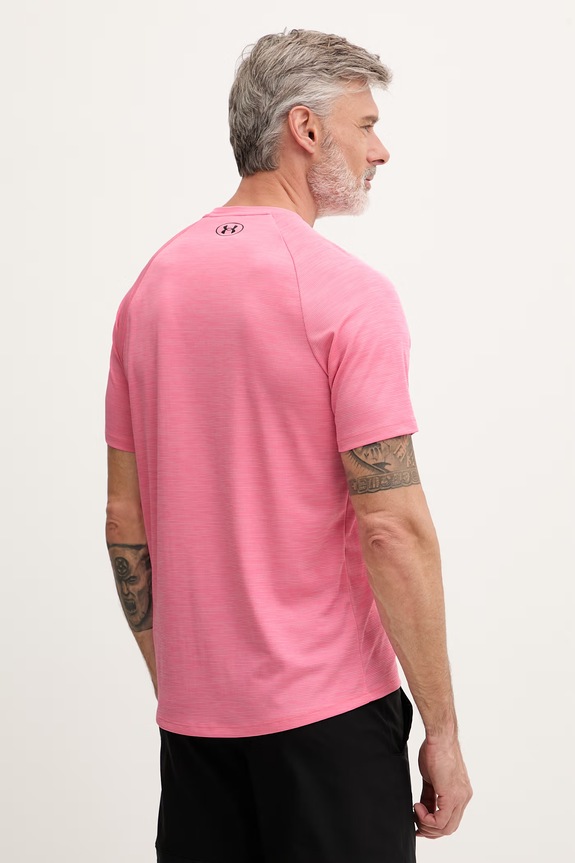 Ρούχα Under Armour t-shirt γυμναστικής ανδρικό Tech Textured 1382796 ροζ