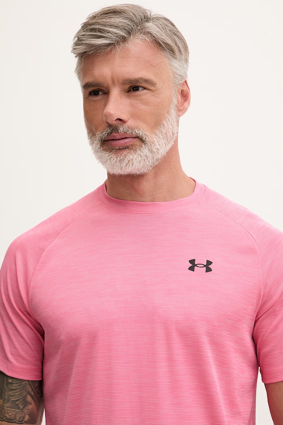Under Armour t-shirt γυμναστικής ανδρικό Tech Textured ροζ 1382796