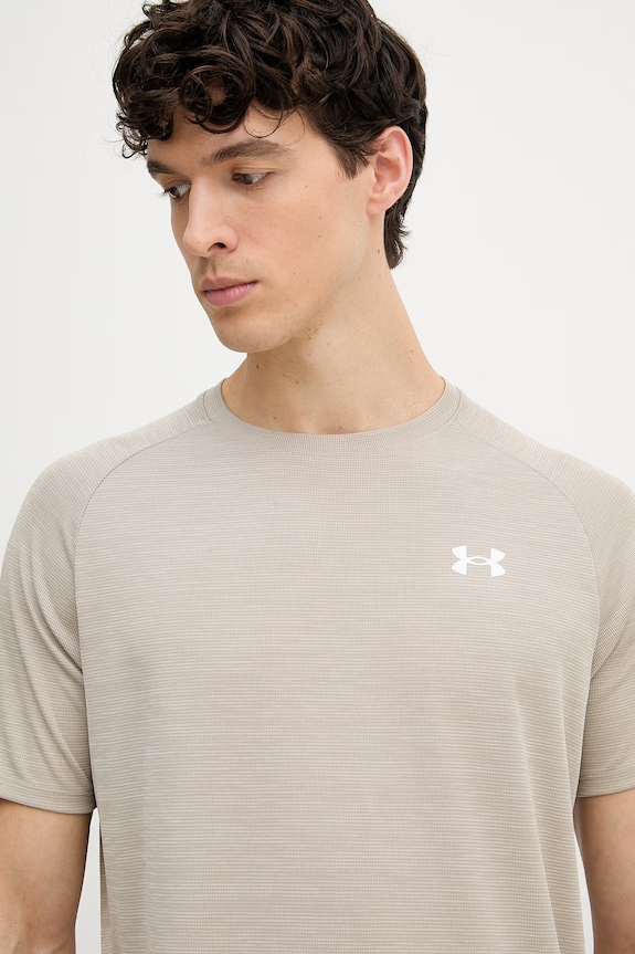 Under Armour t-shirt γυμναστικής ανδρικό Tech Textured μπεζ 1382796