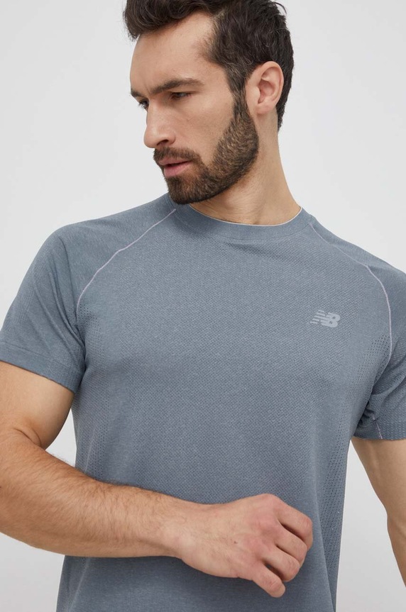 New Balance t-shirt sportowy MT41080AG szary MT41080AG