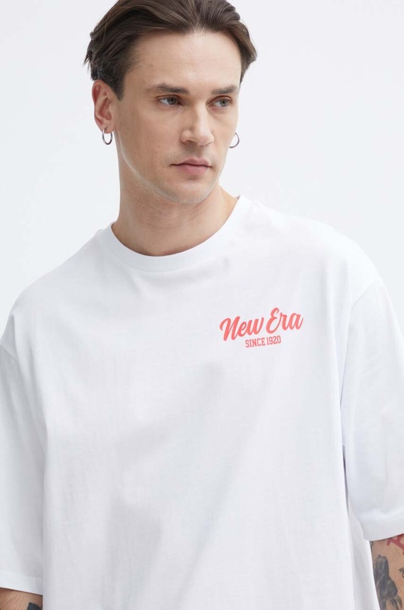 Bavlněné tričko New Era 60435398 bílá