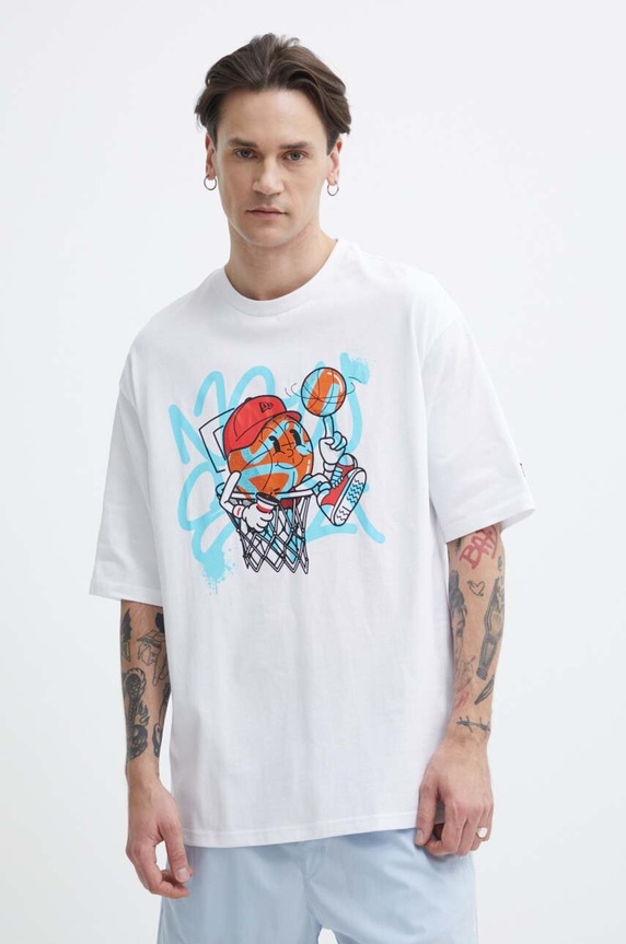Bavlněné tričko New Era bílá 60435351