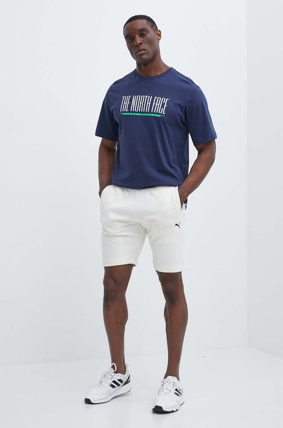 Bavlnené tričko The North Face NF0A87E78K21 tmavomodrá SS24
