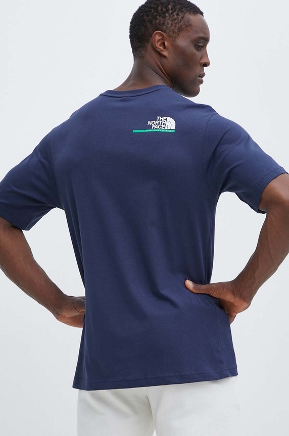 Oblečenie Bavlnené tričko The North Face NF0A87E78K21 tmavomodrá