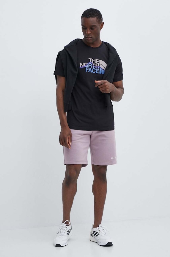 Bavlnené tričko The North Face NF0A87NTJK31 čierna SS24