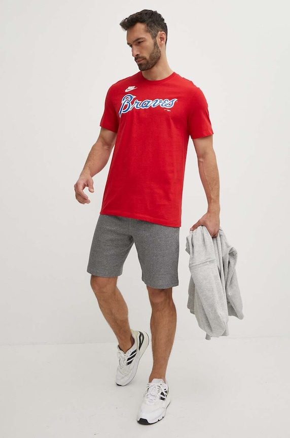 Nike t-shirt bawełniany Atlanta Braves N199.62Q.ATB.0B5 czerwony SS24