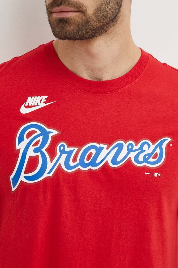 Nike t-shirt bawełniany Atlanta Braves N199.62Q.ATB.0B5 czerwony