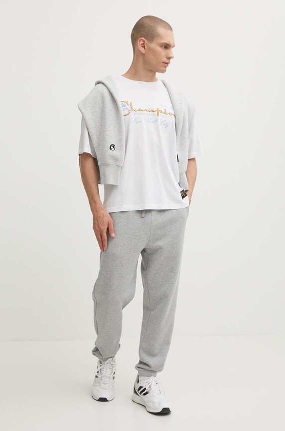 Champion tricou din bumbac 219998 alb SS24