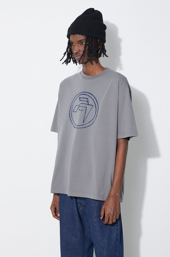AMBUSH t-shirt bawełniany Hand Drawn Emblem szary BMAA007S24JER0010945