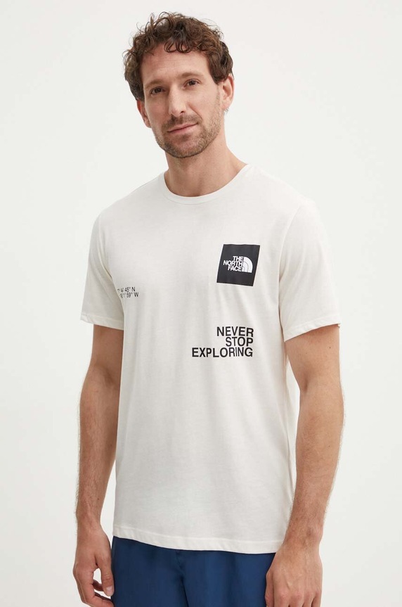 Αθλητικό μπλουζάκι The North Face Foundation Coordinates στάμπα μπεζ NF0A882ZV3L1