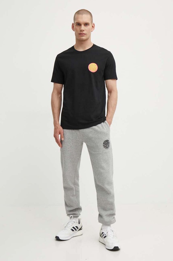 Βαμβακερό μπλουζάκι Rip Curl 0FNMTE μαύρο SS24