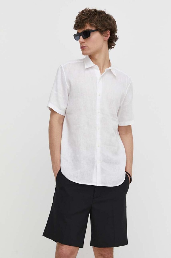 Theory koszula lniana regular biały N0373502