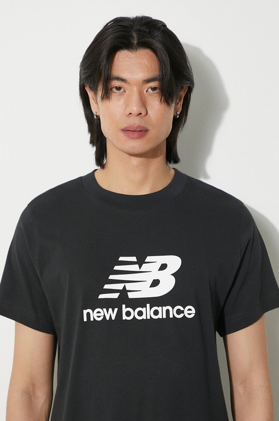 Βαμβακερό μπλουζάκι New Balance Sport Essentials MT41502BK μαύρο