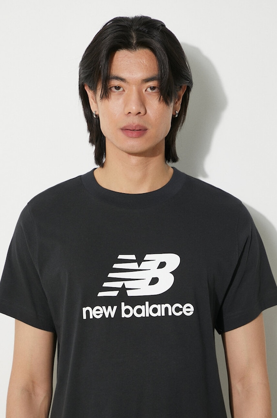 Βαμβακερό μπλουζάκι New Balance Sport Essentials MT41502BK μαύρο