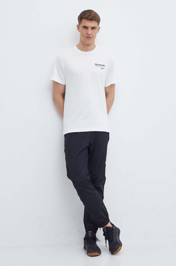 Reebok t-shirt bawełniany Brand Proud 100076380 beżowy SS24