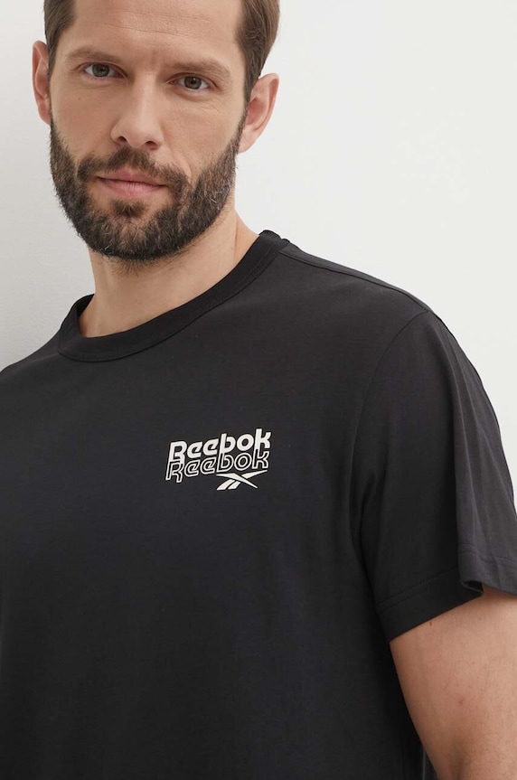 Βαμβακερό μπλουζάκι Reebok Brand Proud μαύρο 100076383