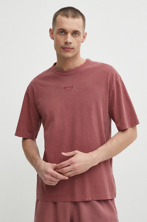 Reebok tricou din bumbac uni roz 100076357
