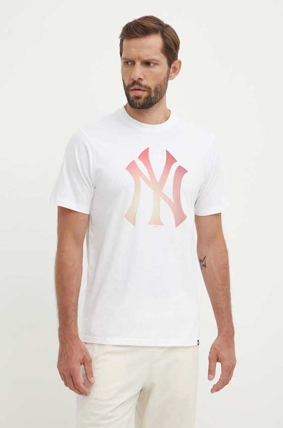 47 brand tricou din bumbac MLB New York Yankees print alb BB017TEMECH618798WW