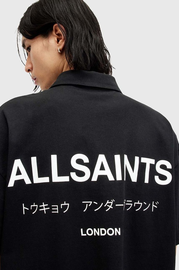Odzież AllSaints polo bawełniane UNDERGROUND SS POLO M047PA czarny