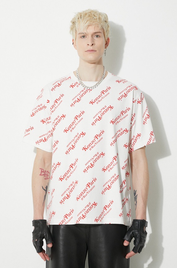 Памучна тениска Kenzo свободна бял FE58TS0044SY.02