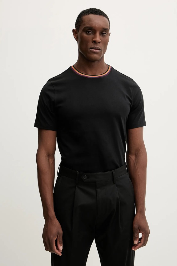Bavlnené tričko Paul Smith jednofarebný čierna M1R.697PS.H00084