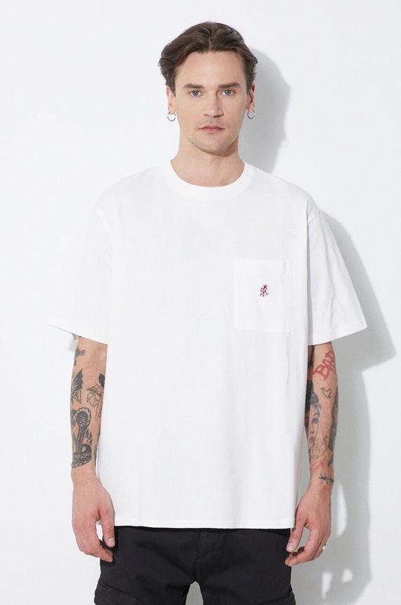 Gramicci cotton t-shirt One Point relaxed white G304.OGJ