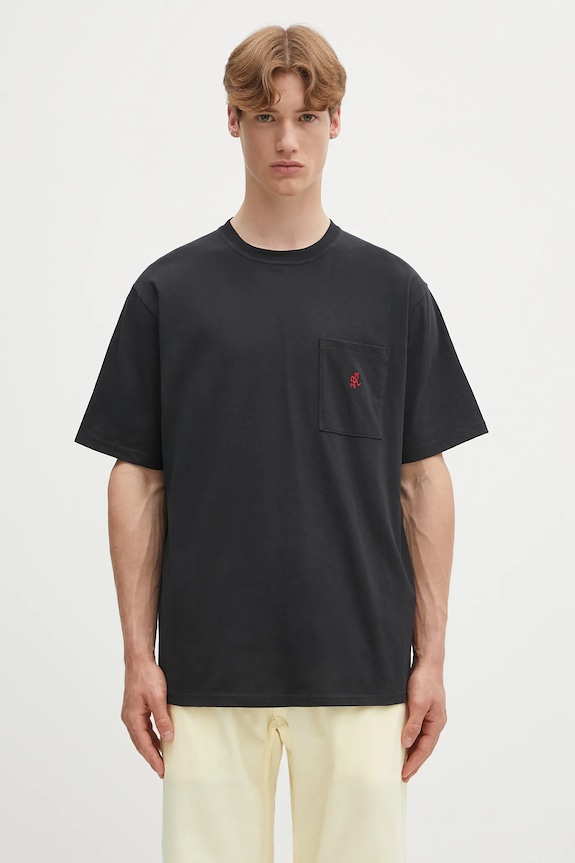 Gramicci cotton t-shirt One Point relaxed black G304.OGJ