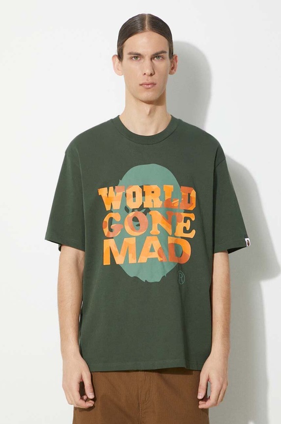 A Bathing Ape t-shirt in cotone Bape Wgm Tee rilassato verde 1J80109062
