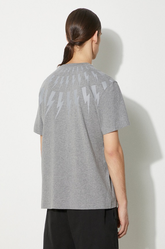 Clothing Neil Barrett cotton t-shirt Fairisle Thunderbolt Slim MY70007S.Y524.756N gray