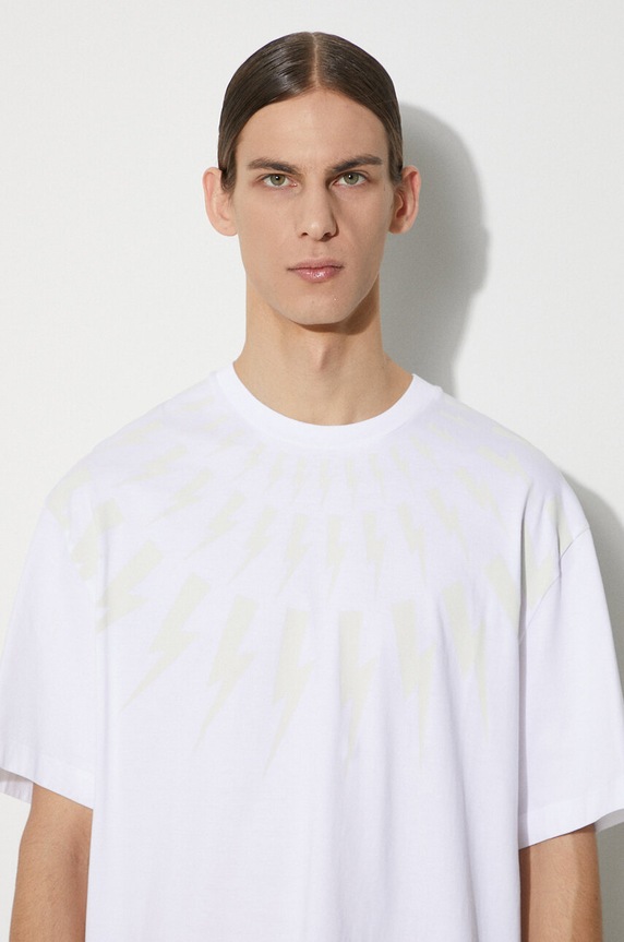 Neil Barrett t-shirt bawełniany nadruk biały MY70167A.Y524.755N