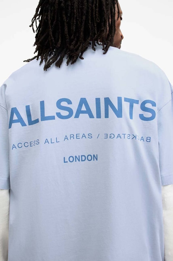 Oblečení Bavlněné tričko AllSaints ACCESS SS CREW M038PA modrá