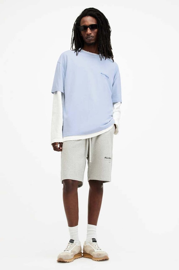 Bavlněné tričko AllSaints ACCESS SS CREW M038PA modrá