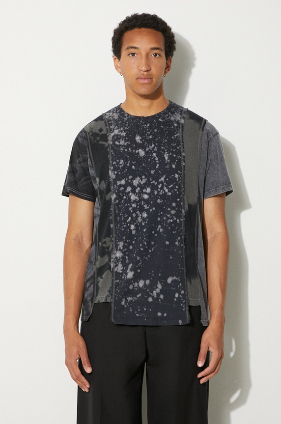 Bavlněné tričko Needles 5 Cuts S/S Tee - B&W Mishmash regular černá OT307