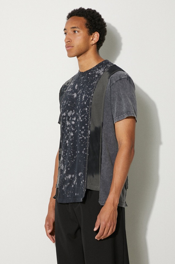 Bavlněné tričko Needles 5 Cuts S/S Tee - B&W Mishmash černá OT307