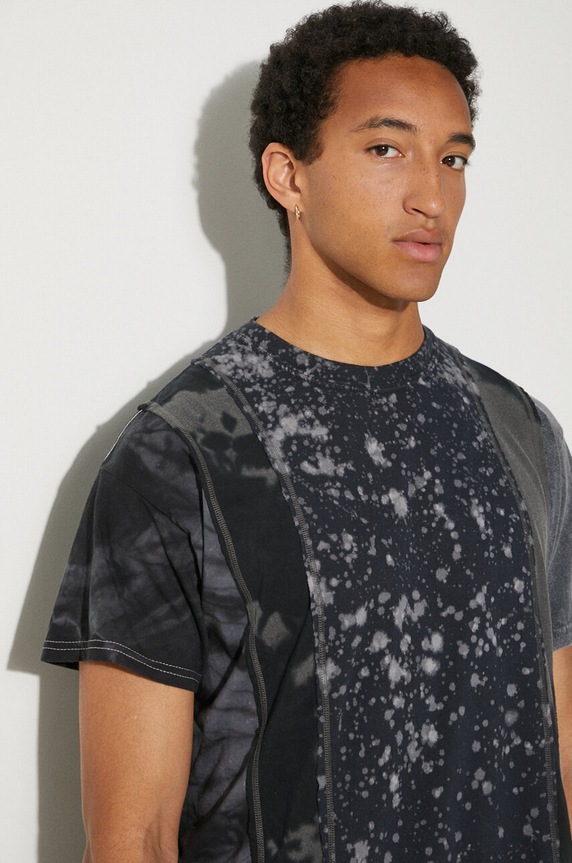 Bavlněné tričko Needles 5 Cuts S/S Tee - B&W Mishmash OT307 černá