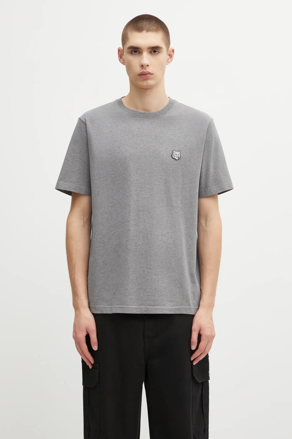 Bavlněné tričko Maison Kitsuné Bold Fox Head Patch Comfort Tee Shirt šedá MM00127KJ0118