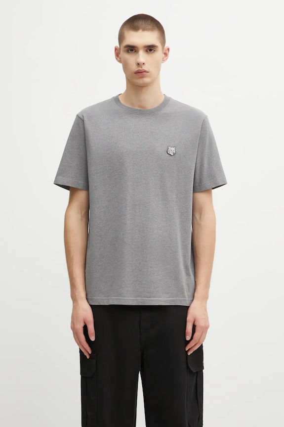 Bavlněné tričko Maison Kitsuné Bold Fox Head Patch Comfort Tee Shirt šedá MM00127KJ0118