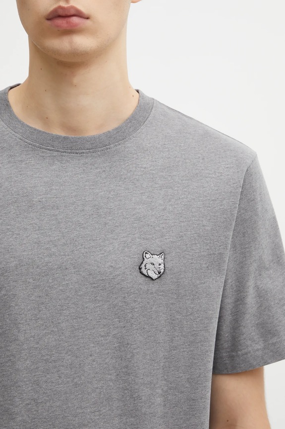 Bavlněné tričko Maison Kitsuné Bold Fox Head Patch Comfort Tee Shirt šedá MM00127KJ0118