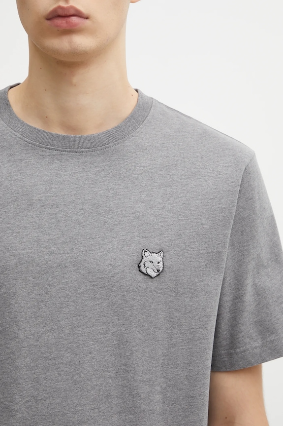 Bavlněné tričko Maison Kitsuné Bold Fox Head Patch Comfort Tee Shirt šedá MM00127KJ0118