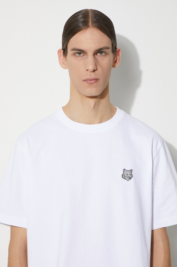 Bavlněné tričko Maison Kitsuné Bold Fox Head Patch Comfort Tee Shirt MM00108KJ0118 bílá