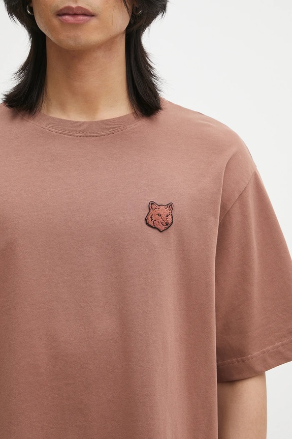 Maison Kitsuné cotton t-shirt Bold Fox Head Patch Oversize Tee Shirt brown LM00107KJ0119