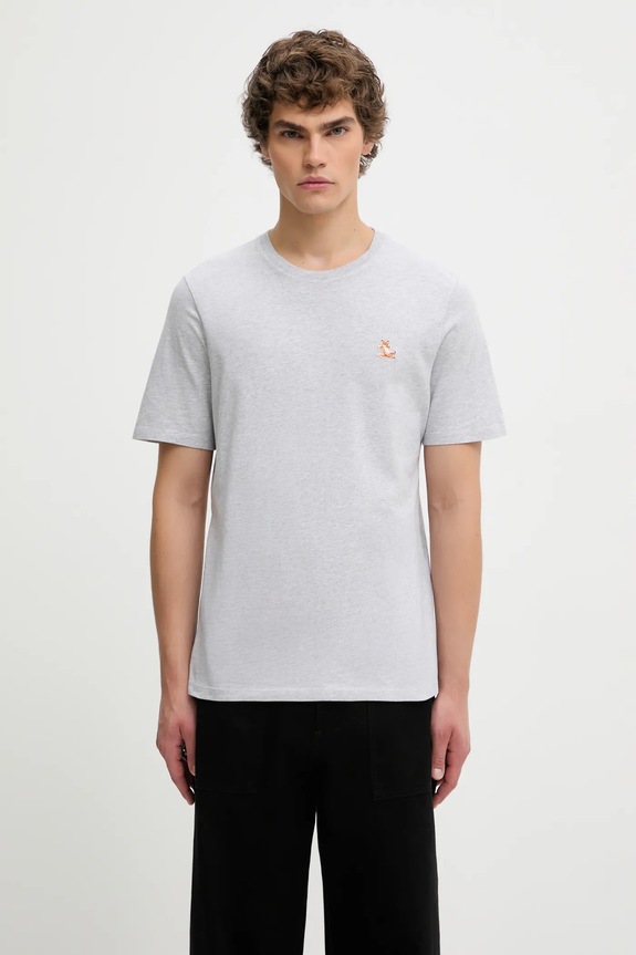 Maison Kitsuné cotton t-shirt Chillax Fox Patch Regular Tee Shirt cotton gray LM00110KJ0008