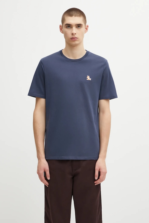 Maison Kitsuné cotton t-shirt Chillax Fox Patch Regular Tee Shirt regular navy LM00110KJ0008