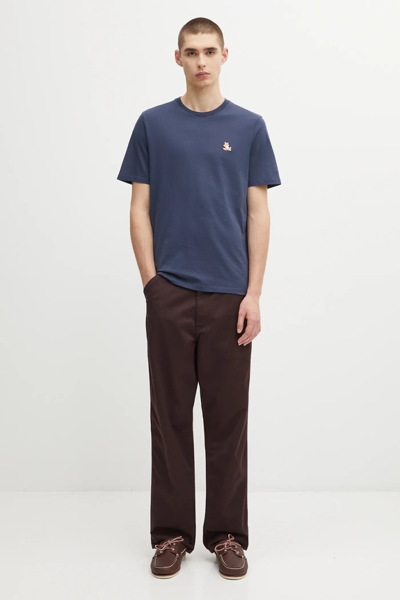 Maison Kitsuné cotton t-shirt Chillax Fox Patch Regular Tee Shirt LM00110KJ0008 navy